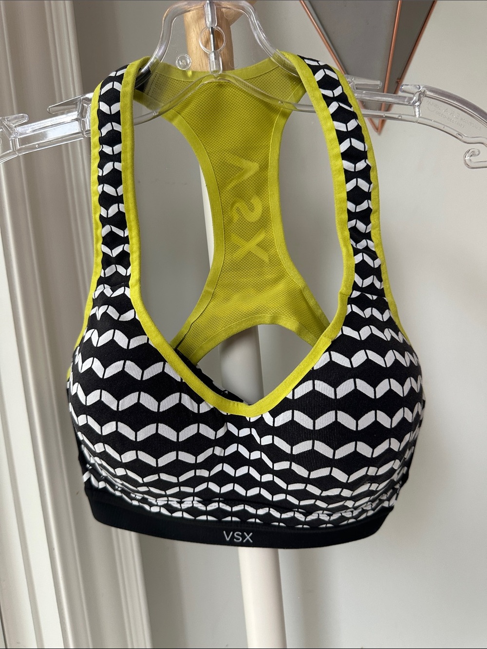 Y2K VICTORIA’S SECRET SPORT VSX Black White Lime Green Racerback Bra Sports 34B